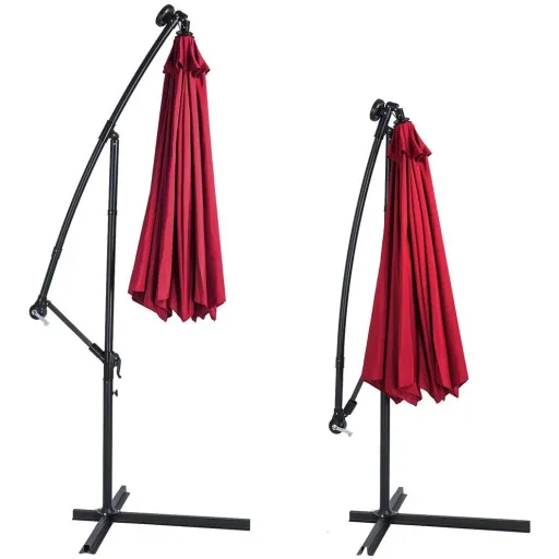 Parasol Mali with LED lighting, pivoting red - Ø 3.3m