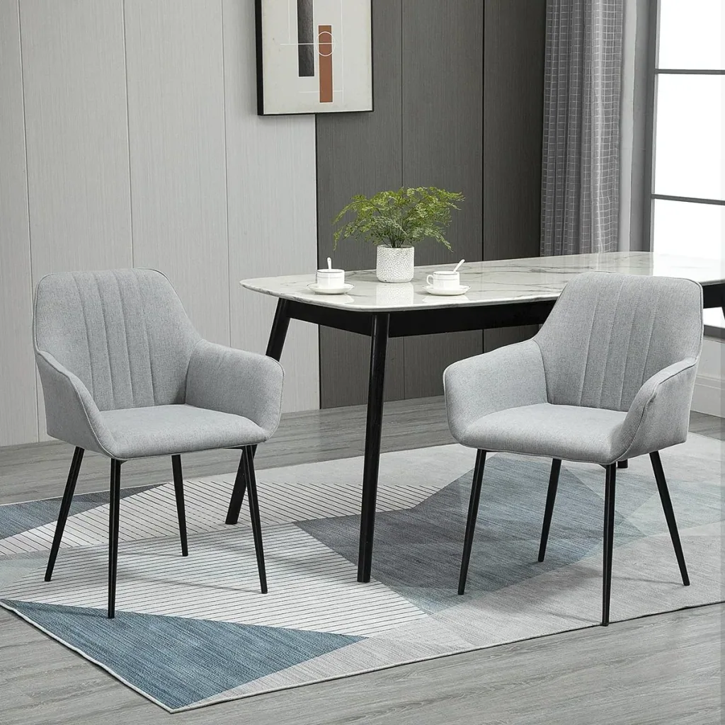 2-piece dining chairs dining chairs with breathable linen cover ergonomic kitchen chair with backrest armrest and