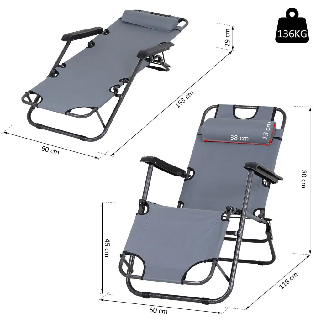 Sun lounger with pillow