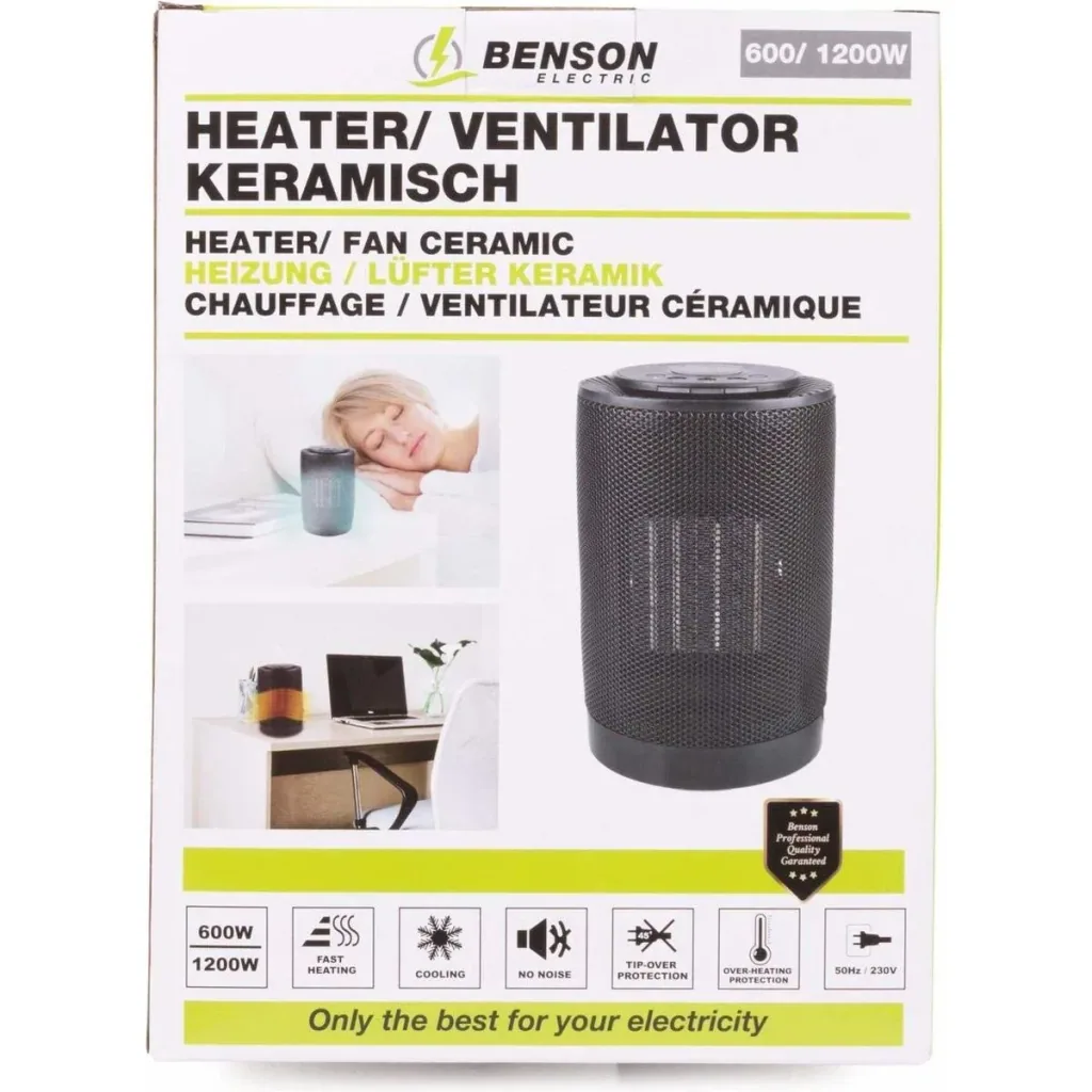Heater - Fan - Ceramic - 600/1200 Watt - Ø 14 cm