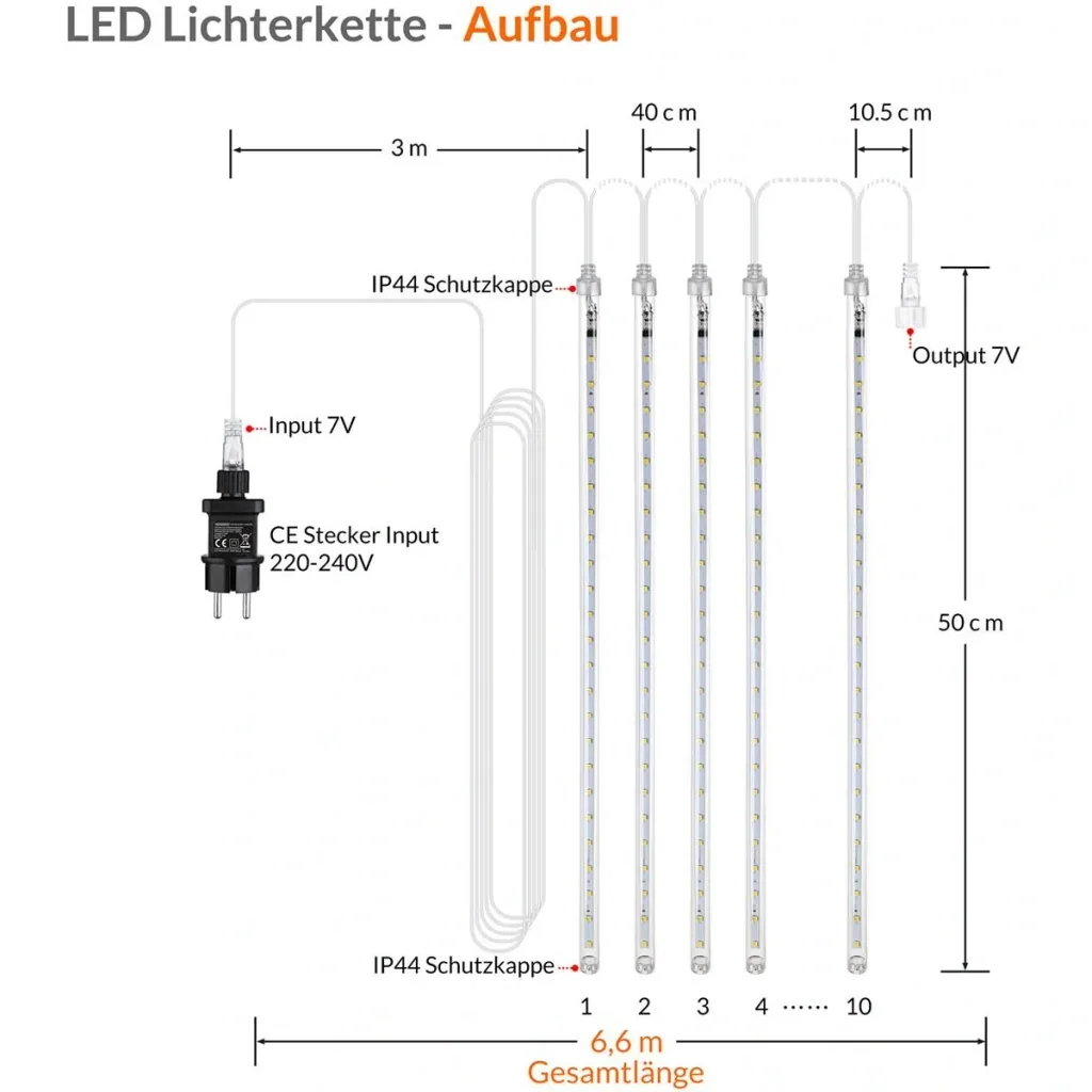 Christmas light chain for indoors and outdoors - diamond blue