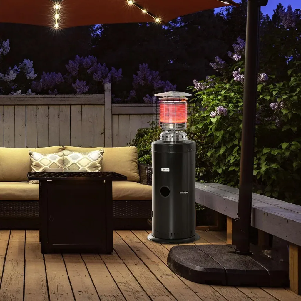 Patio heater with handle wheels Patio heater with automatic safety shutdown rollable gas
