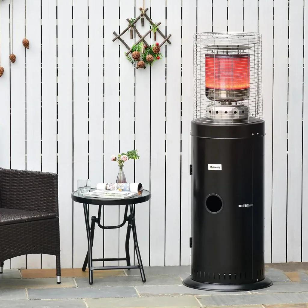 Patio heater with handle wheels Patio heater with automatic safety shutdown rollable gas