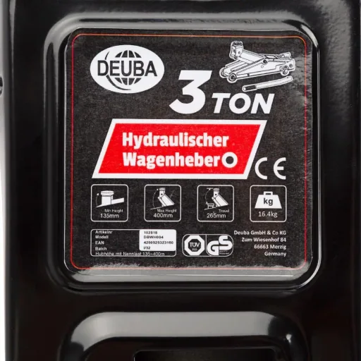 Hydraulic jack with 3 ton lifting capacity