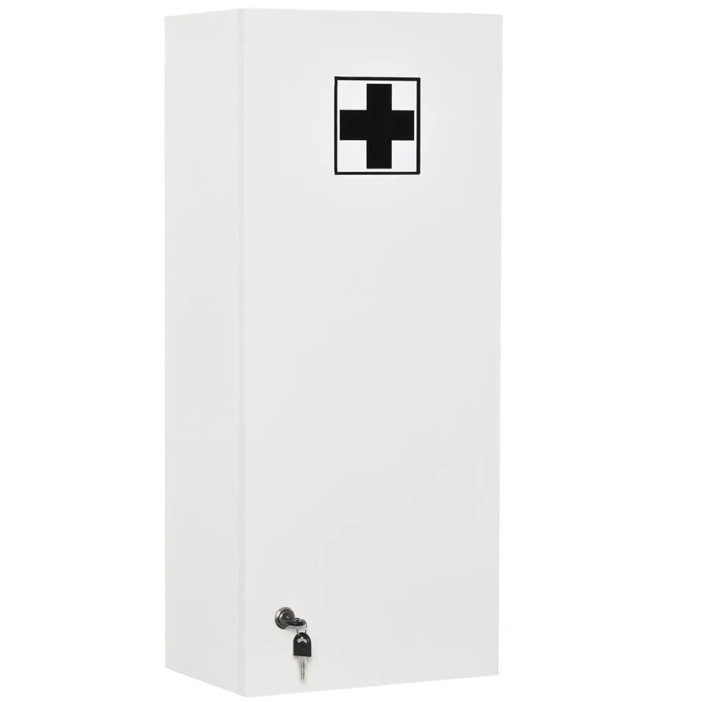 Medicine cabinet, wall cabinet, hanging cabinet with adjustable shelf, first aid cross, lockable for bathroom