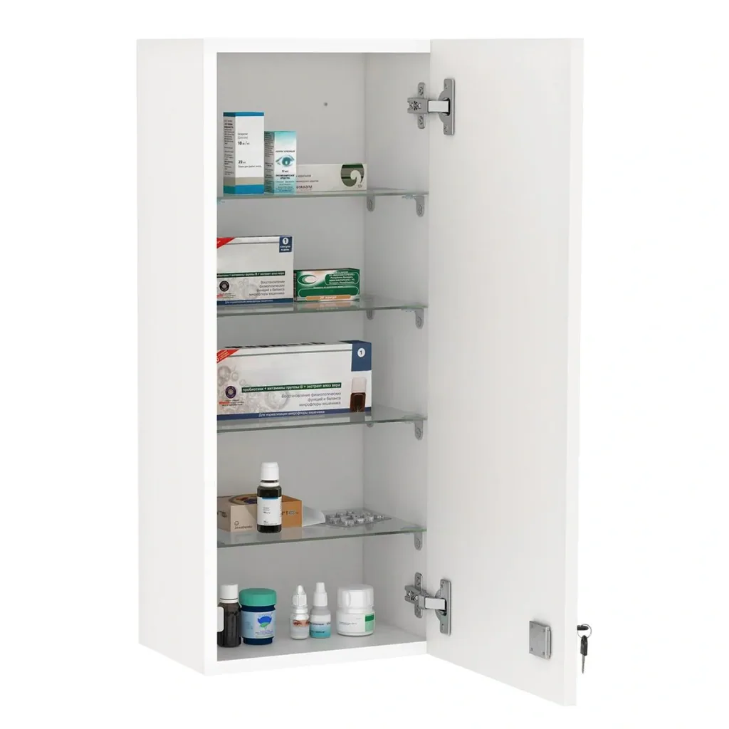 Medicine cabinet, wall cabinet, hanging cabinet with adjustable shelf, first aid cross, lockable for bathroom