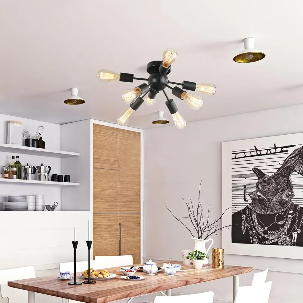 Ceiling light ceiling lamp wall lamp glass office lamp LED ceiling lighting for bathroom kitchen balcony corridor 40W, black, steel