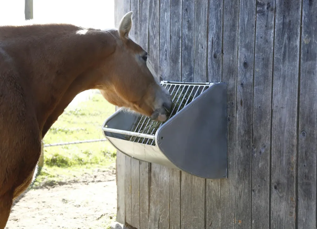 Hay rack with feed saving grid
