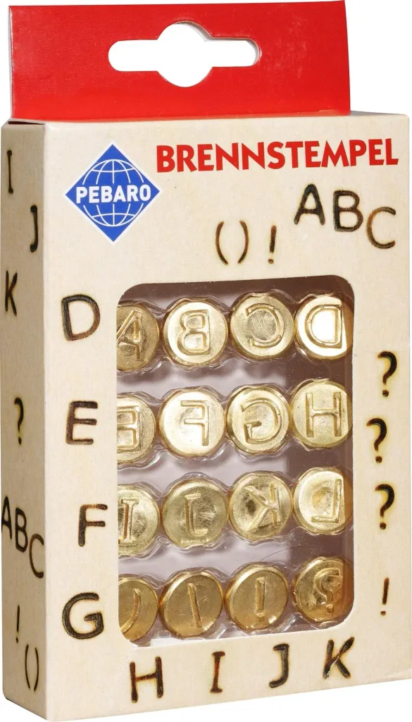 Wood burning stamp set, letters A to L