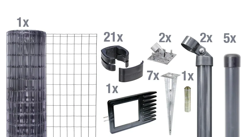 Fix-Clip Pro as a complete fence set, with ground socket, anthracite, height 81 cm, length 10 m