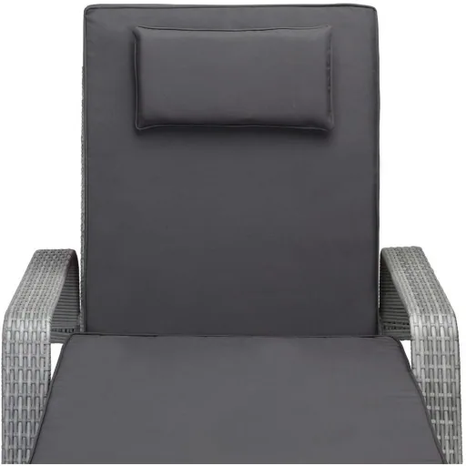 Wicker lounger - 193x90cm - grey & black
