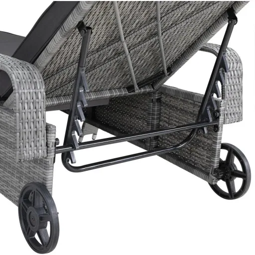 Wicker lounger - 193x90cm - grey & black