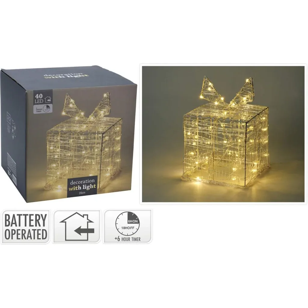 2 illuminated gift boxes 20 cm high - 40 LEDs