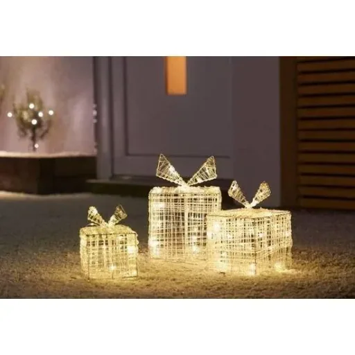 2 illuminated gift boxes 20 cm high - 40 LEDs