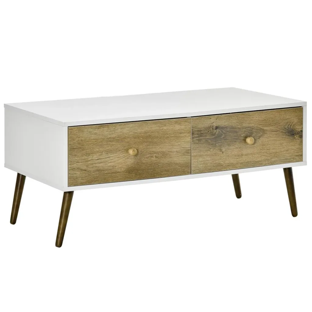 Coffee table living room table with drawer side table coffee table tea table bedside table chipboard beechwood white+brown