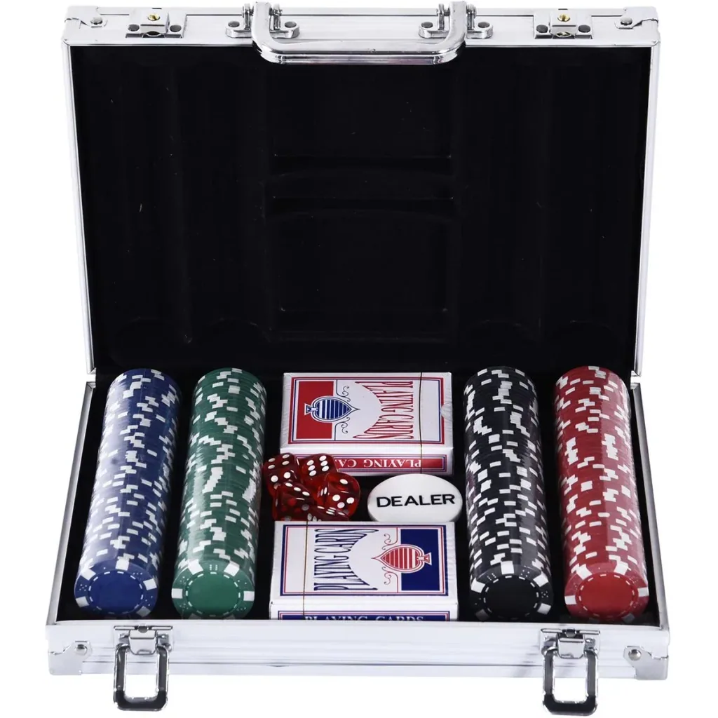 Poker case with 200 chips silver