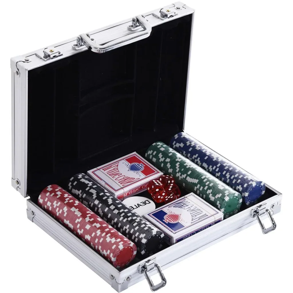 Poker case with 200 chips silver