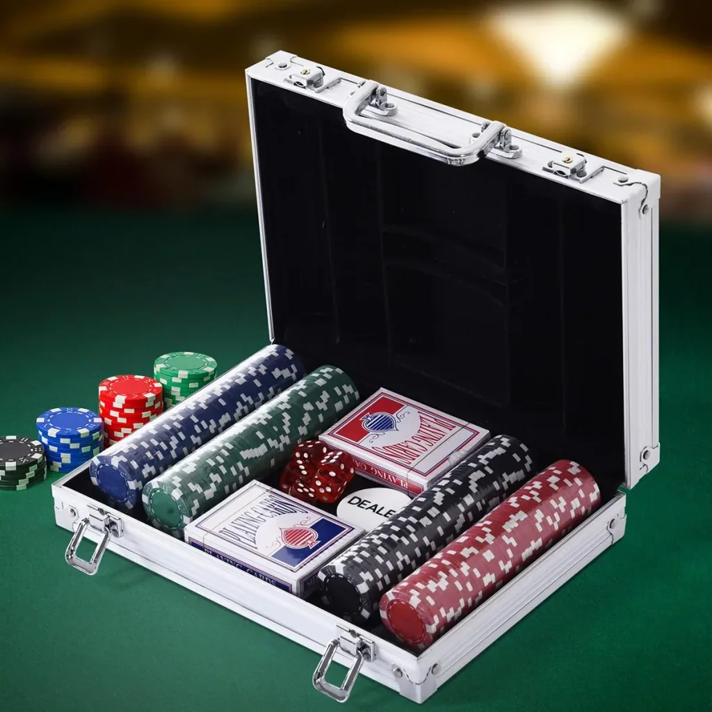 Poker case with 200 chips silver