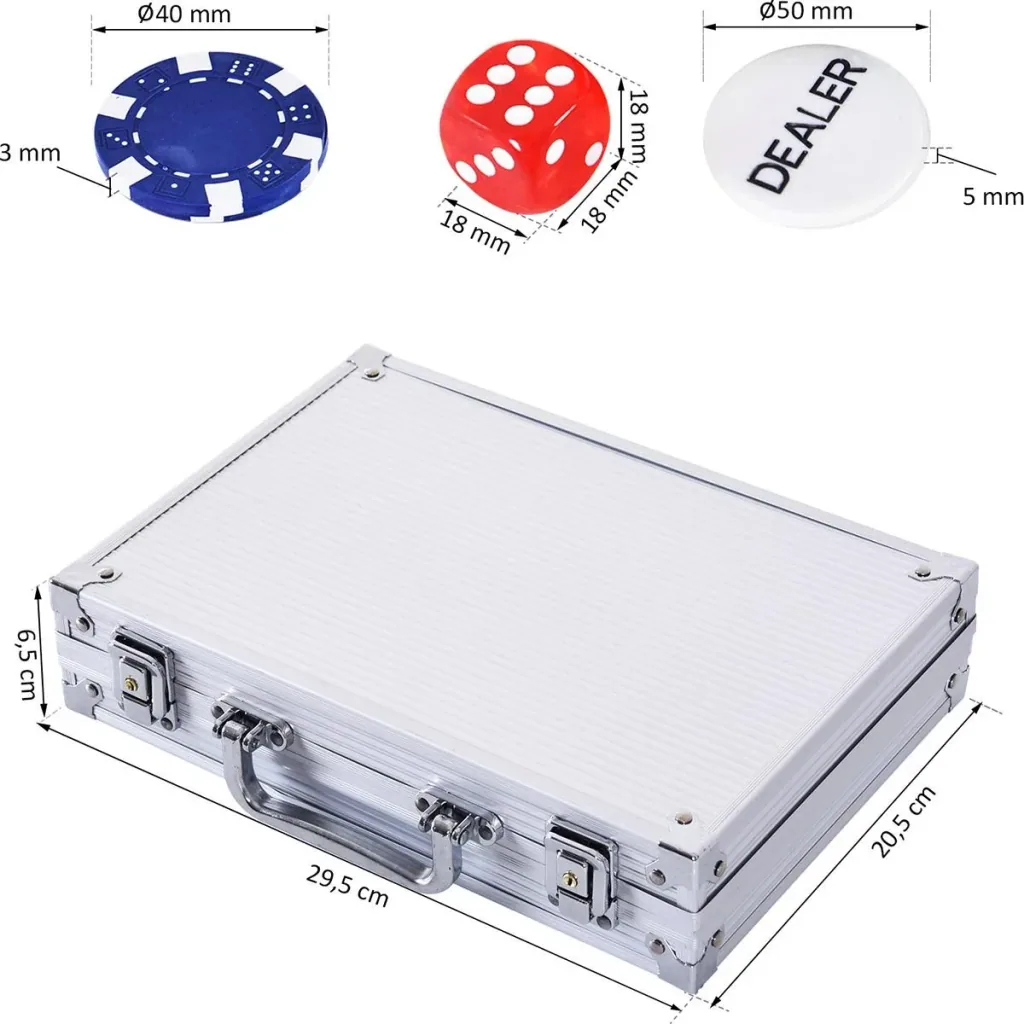 Poker case with 200 chips silver