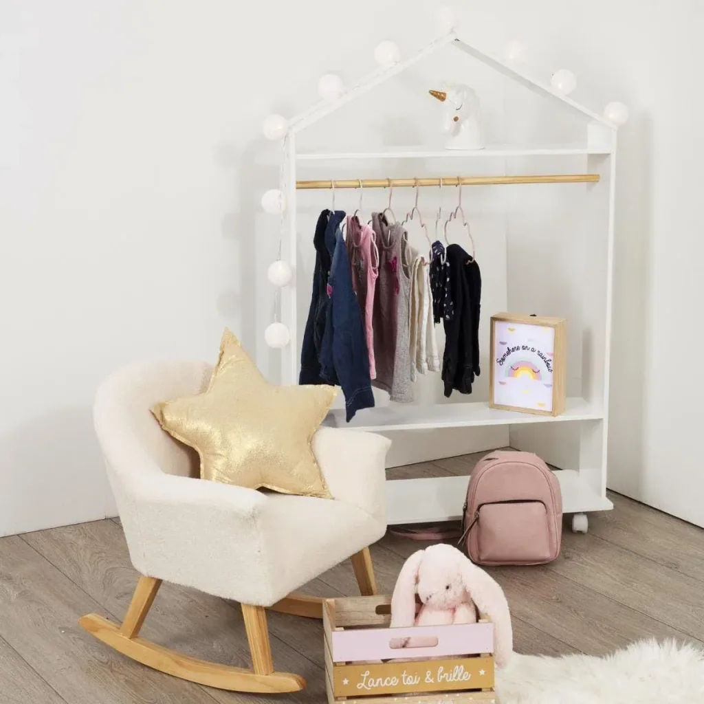 Clothes rack on wheels - 120 x 80.5 x 36 cm - White
