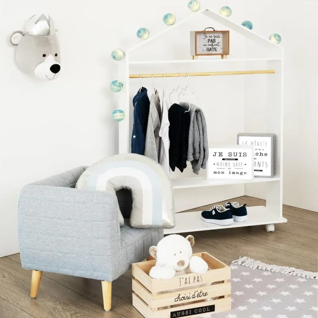 Clothes rack on wheels - 120 x 80.5 x 36 cm - White