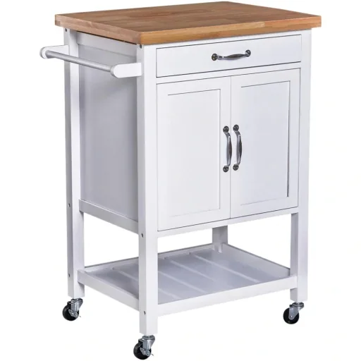 Serving trolley kitchen trolley rolling trolley with drawer easy-care white