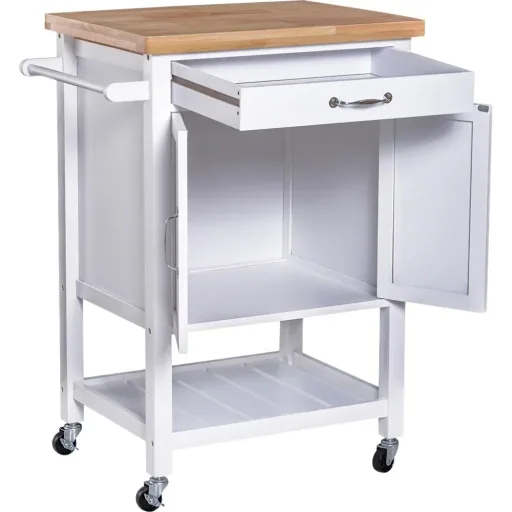 Serving trolley kitchen trolley rolling trolley with drawer easy-care white