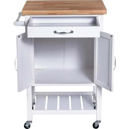 Serving trolley kitchen trolley rolling trolley with drawer easy-care white