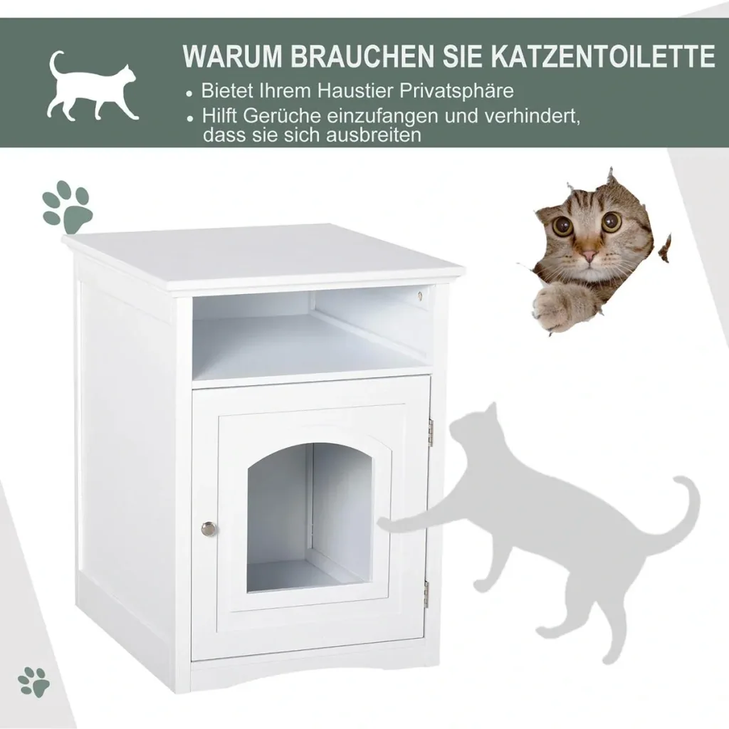3-in-1 toilet cabinet for cats white