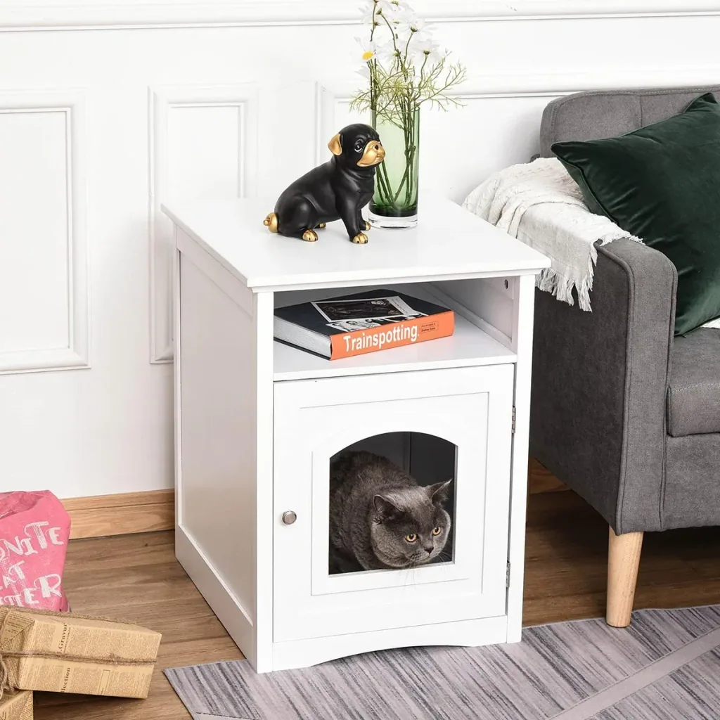 3-in-1 toilet cabinet for cats white