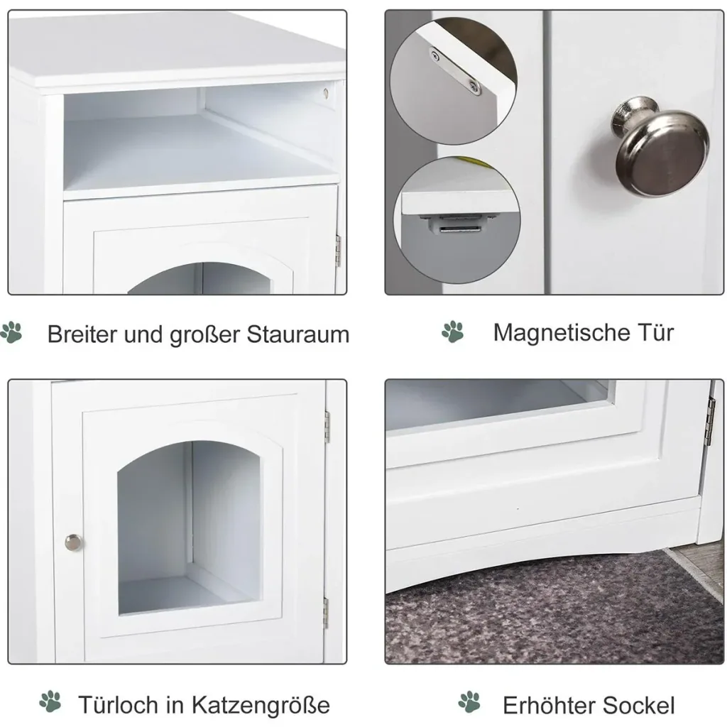 3-in-1 toilet cabinet for cats white