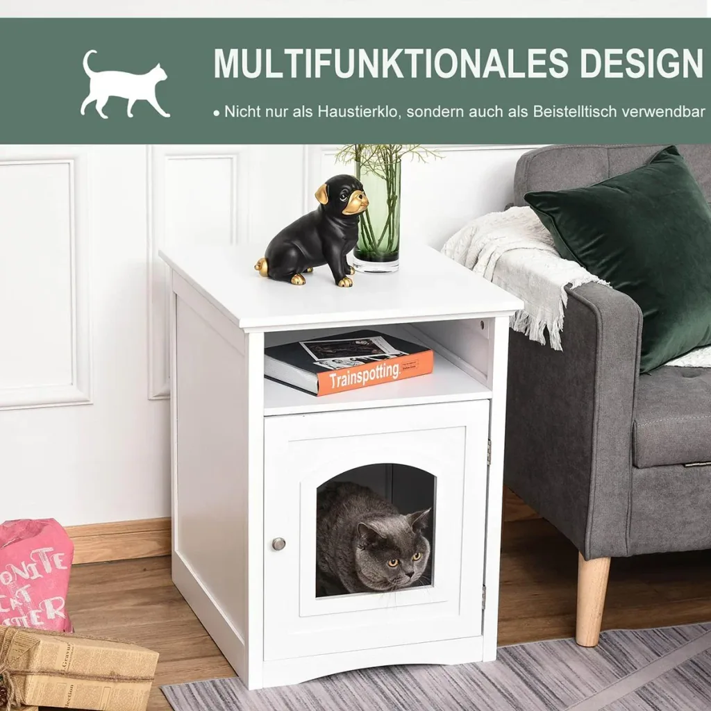 3-in-1 toilet cabinet for cats white