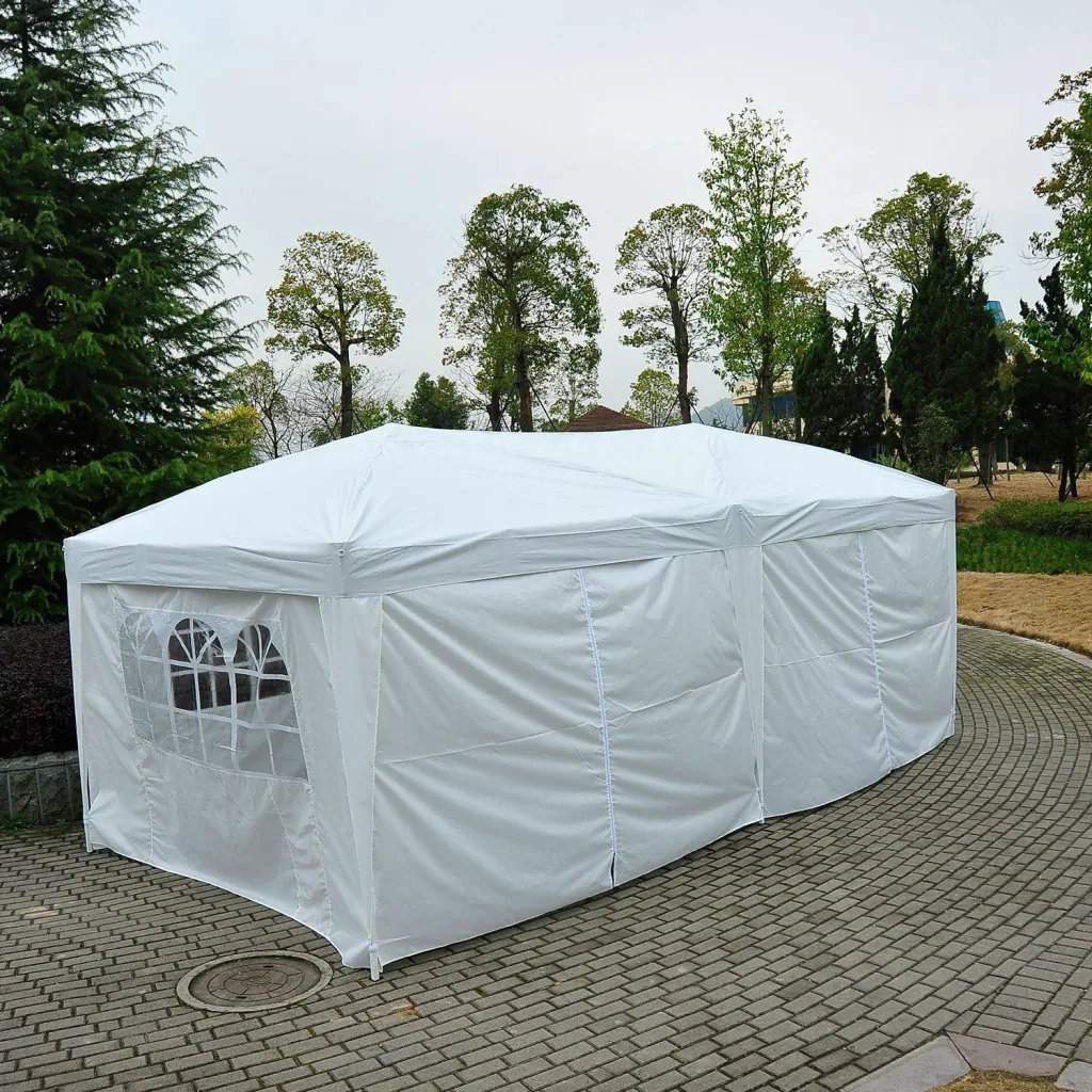 3x6 m folding gazebo party tent garden tent including 6 side panels white
