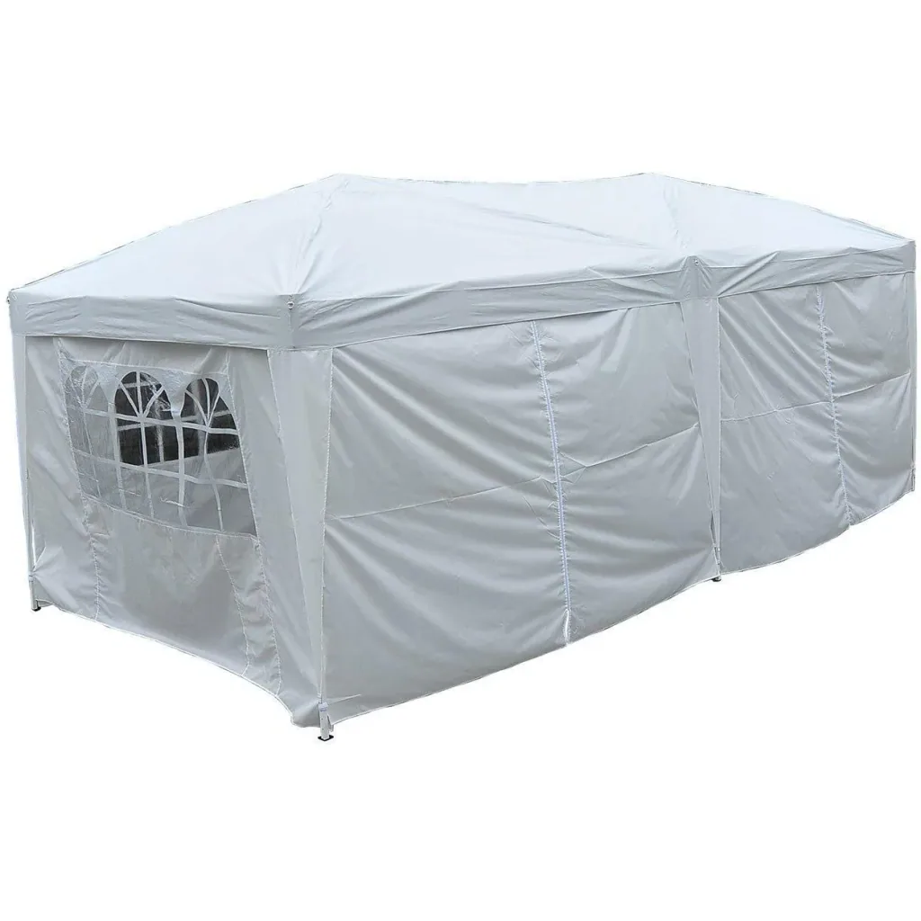 3x6 m folding gazebo party tent garden tent including 6 side panels white
