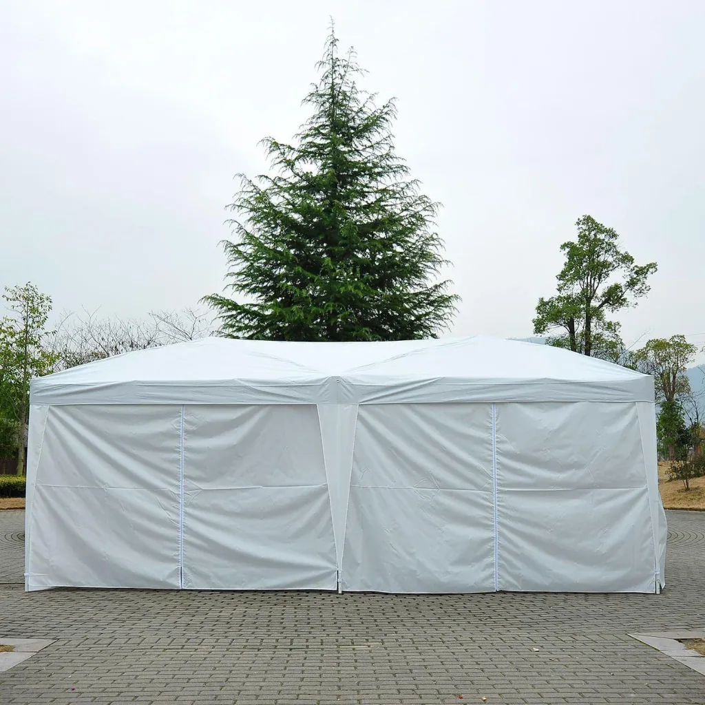 3x6 m folding gazebo party tent garden tent including 6 side panels white