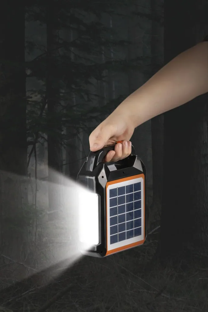 Solar generator kit with its own solar panel, radio and speaker, 10000mAh black/orange