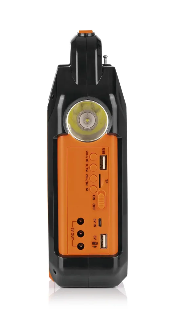 Solar generator kit with its own solar panel, radio and speaker, 10000mAh black/orange