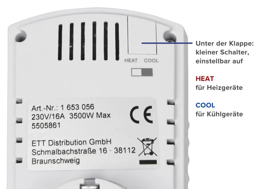 Socket thermostat 5-30°C, 3500W