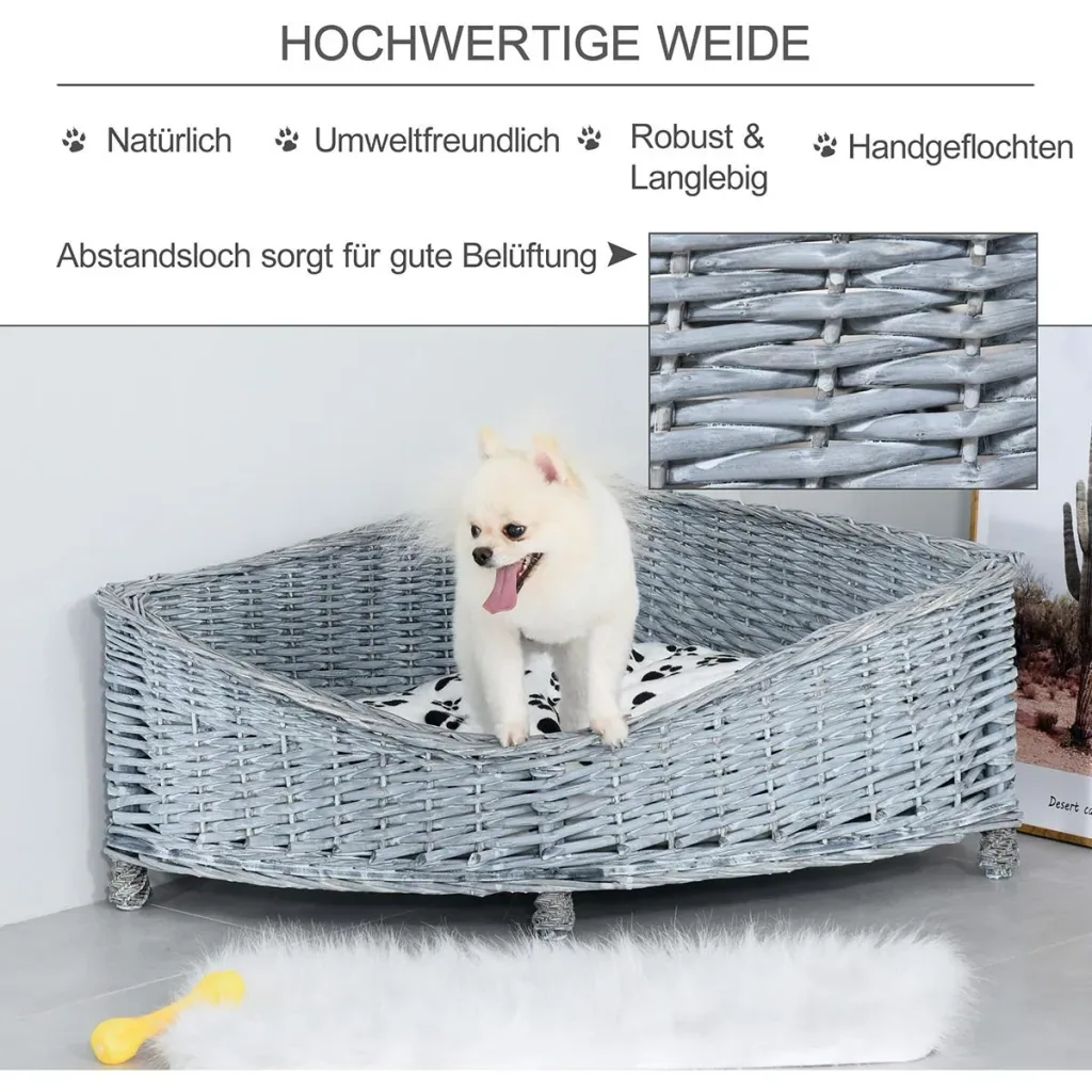 Pet bed with pillow gray