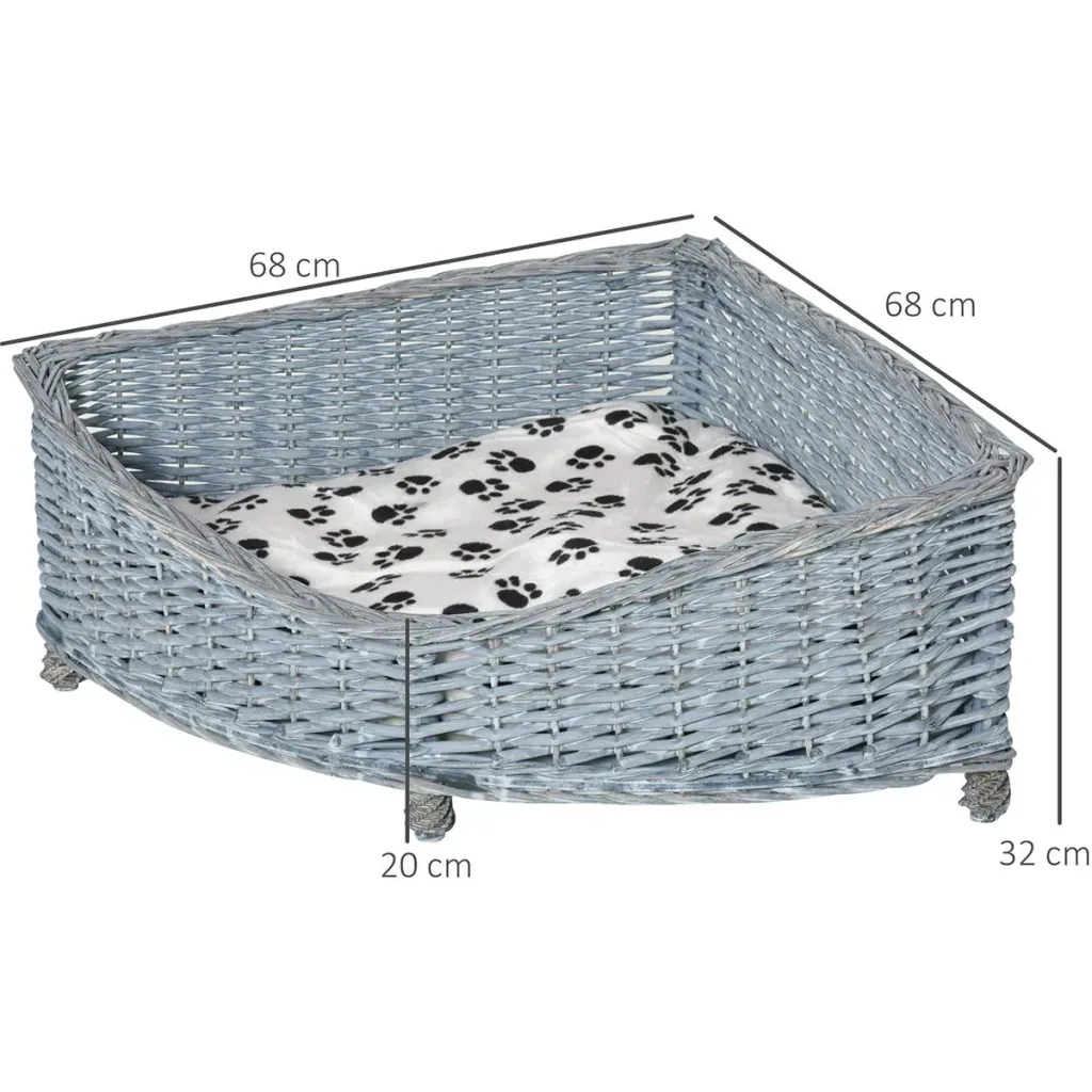 Pet bed with pillow gray