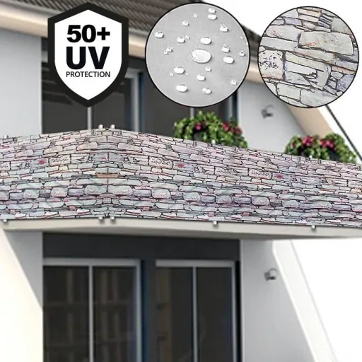 Privacy screen for balcony/garden fence stone look 5m