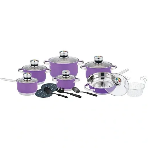 Herenthal - Complete 18-piece cookware set - stainless steel - purple