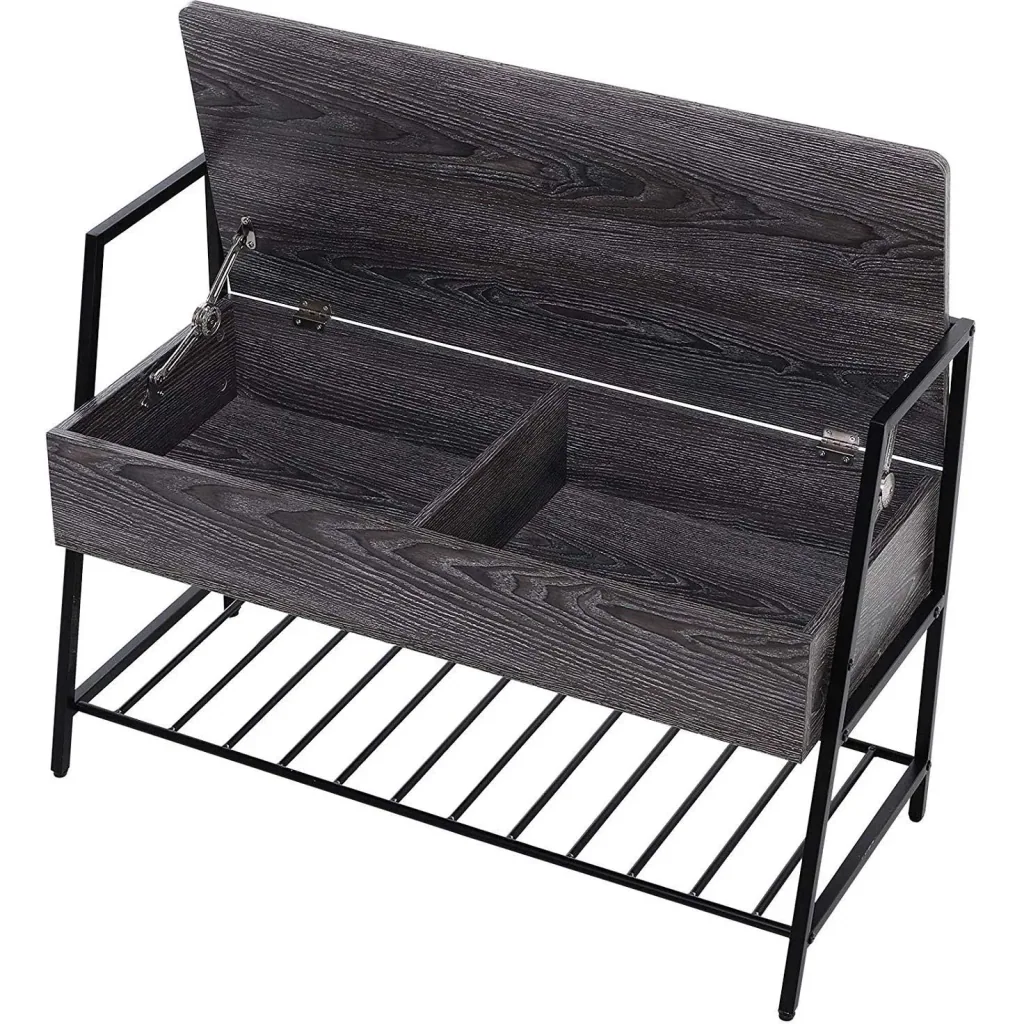 Shoe rack with 2 storage compartments