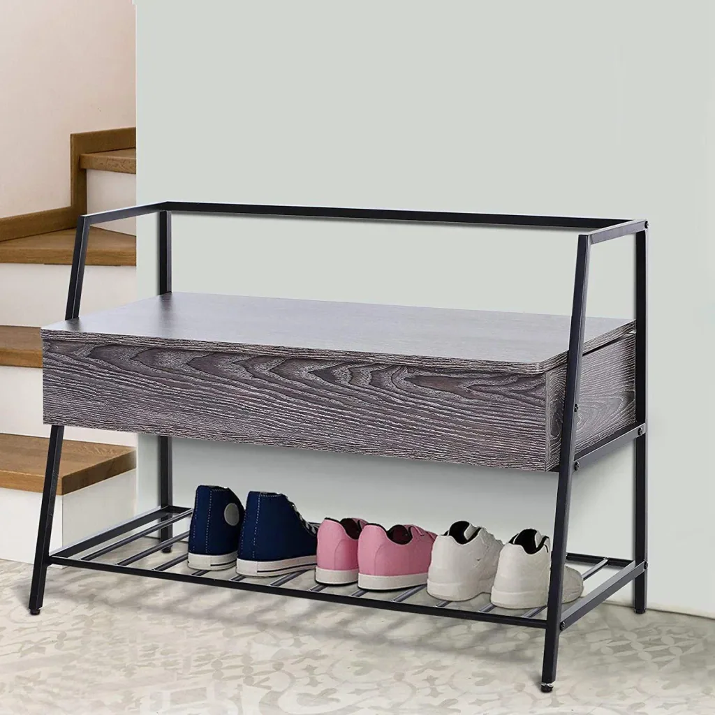 Shoe rack with 2 storage compartments
