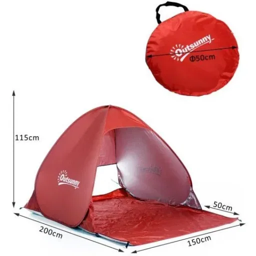 Pop-up tent, beach shelter, camping tent, red