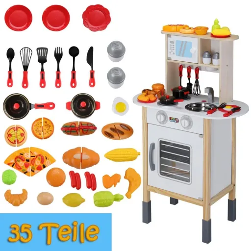 Wooden play kitchen including accessories 57x29.5x77cm