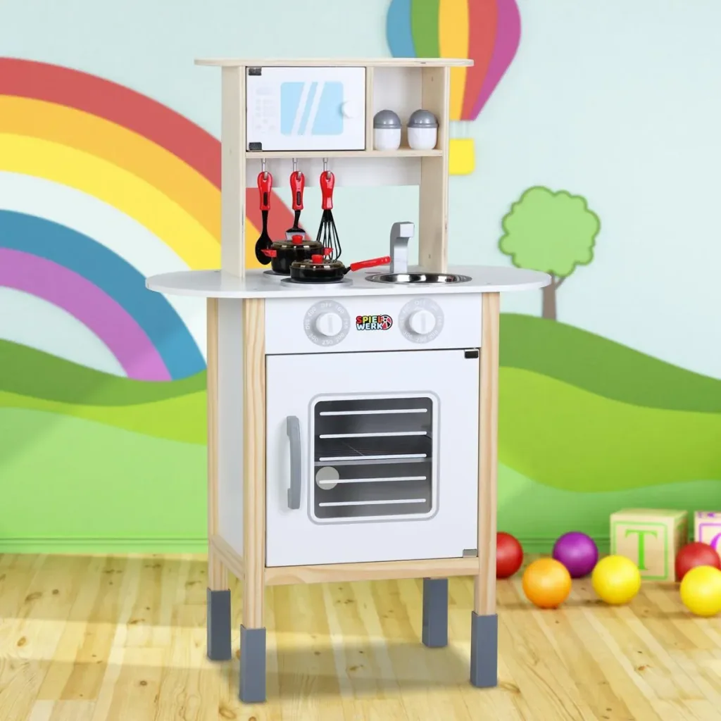 Wooden play kitchen including accessories 57x29.5x77cm