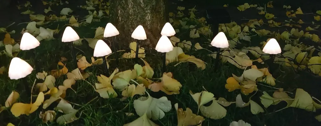 Solar light chain "Mushroom", with 20 warm white LEDs