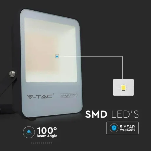 VT-100185 LED Floodlight - 100 W - 13700 Lm - 6400K - Black - Extra Efficient