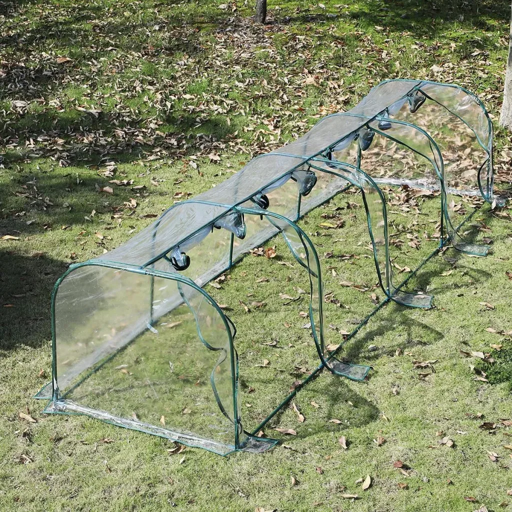 Polytunnel with 4 doors transparent/dark green